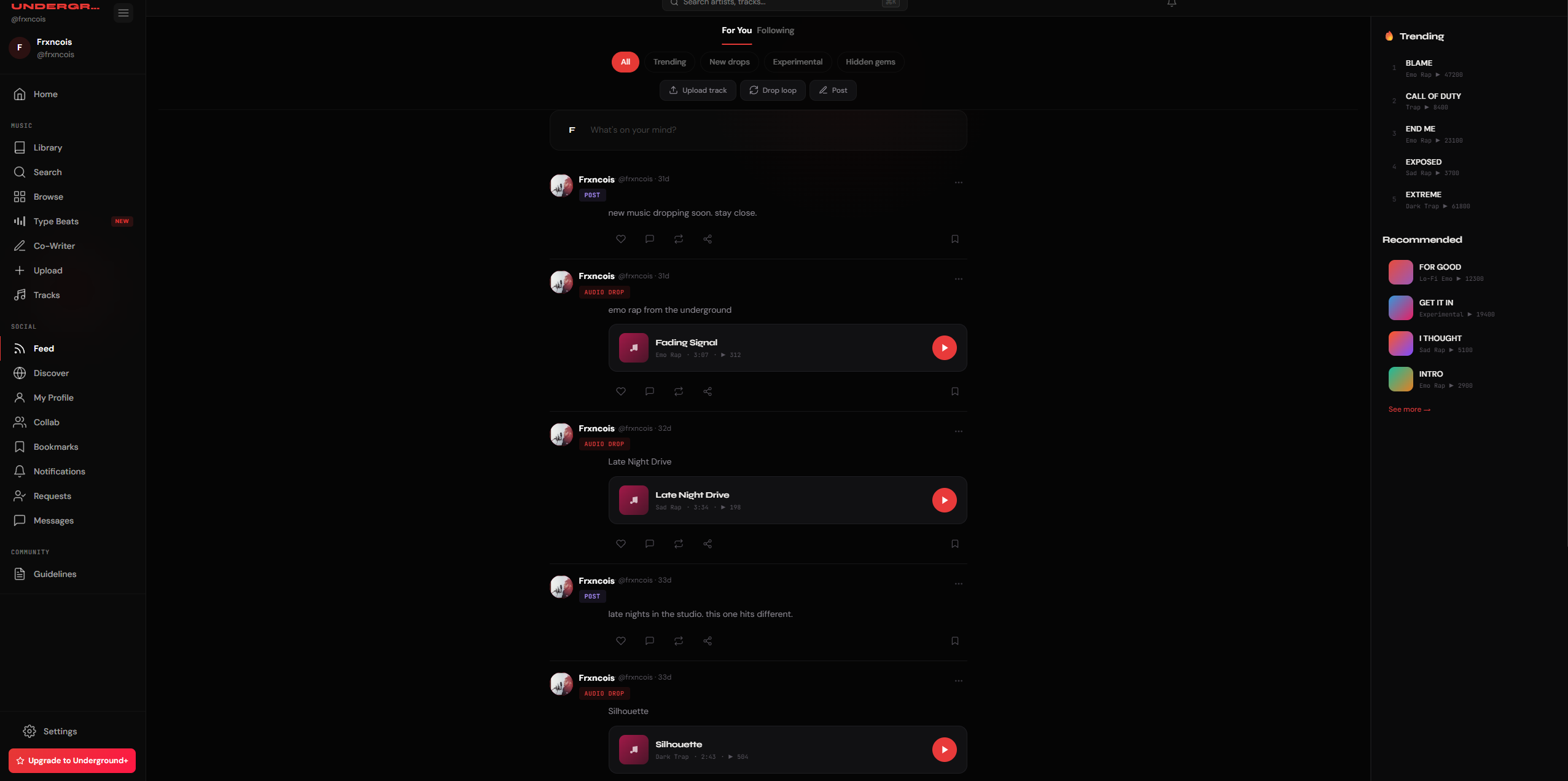 Underground Social feed